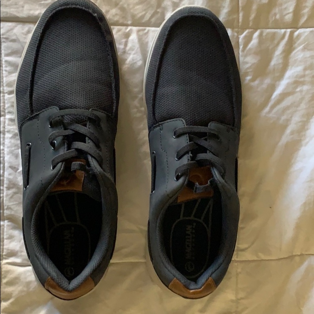 A pair of cushioned shoes.